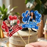 Personalised Multicolor Balloon Photo Design Graduation Cupcake Topper with Name and Year Party Supplies Graduation Ceremony Gift for Graduates