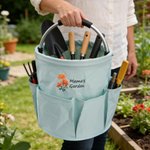 Personalised Birth Flower Waterproof & Foldable Gardening Tool Bag with Name Retirement Birthday Mother's Day Gift for Mother Family Gardening Lovers