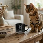 Personalised Line Art Photo Portrait 12 oz Ceramic Coffee Mug with Handle and Name Home Office Drinkware Pet Memorial Gift for Pet Lover