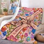Manta blanda personalizada con nombres en estilo de pintura al óleo floral para el Día de la Madre, regalo para la abuela y la madre