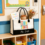 Gepersonaliseerde Tiny Human's Tamer Grote Capaciteit Tote Bag Draagbare Make-up tas met naam Dagelijks gebruik Kinderdagverblijf Peuterdag cadeau voor de leraar