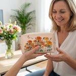 Personalized Multicolour Birth Flower Butterfly PU Leather Makeup Bag with Name and Zipper Travel Essentials Birthday Mother's Day Gift for Women