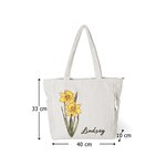 Gepersonaliseerde Ribfluwelen Tas met Geboortebloem en Naam Grote Capaciteit Ideaal voor Dagelijks Gebruik en als Verjaardagscadeau voor Vrouwen