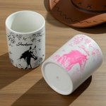 Personalised Horse Portrait Photo Ceramic Plant Pot with Bamboo Base and Name Birthday Gift for Horse Lover Owner