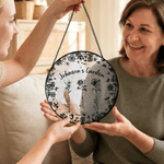 Personalized 1-8 Birth Flowers Toile De Jouy Style Garden Sun Catcher with Names Room Decoration Mother's Day Gift for Mom Grandma