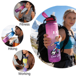 Personalised Cartoon Soccer Character Face Photo 32 oz Water Bottle with Name and Number Birthday Gift for Soccer Fans Lovers