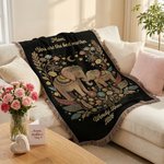 Personalized Bohemian Style Elephant Tassel Blanket with Name Title Year Date Birthday Mother's Day Gift for Mom Grandma