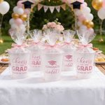Gepersonaliseerde Graduation Cap Congrats Frosted Plastic Cups met naam en jaar Set van 10 Graduation Party Favor voor afgestudeerden