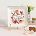 Personalised Birth Flower Hands in Hands Ceramic Trinket Jewellery Dish with 1-10 Names Mother's Day Birthday Gift for Mom Grandma