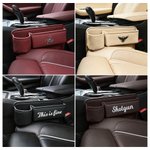 Personlig enkel logotekst PU lær bilsete gap oppbevaring tilbehør bildekor bursdagsgave til bileiere