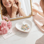 Personalised Birth Flower Hands in Hands Ceramic Trinket Jewellery Dish with 1-10 Names Mother's Day Birthday Gift for Mom Grandma