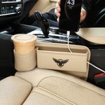 Personlig enkel logotekst PU lær bilsete gap oppbevaring tilbehør bildekor bursdagsgave til bileiere