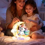 Gepersonaliseerd Fantasie Eenhoorn Acryl LED-nachtlampje met Naam Kinderkamerdecoratie Verjaardag- of Babyshowercadeau voor Meisjes