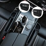 Personlig enkel logotekst PU lær bilsete gap oppbevaring tilbehør bildekor bursdagsgave til bileiere