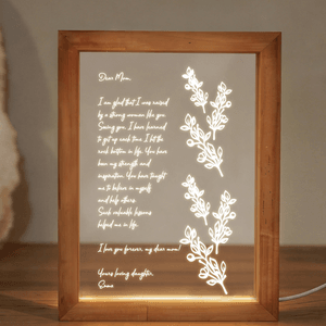 Personalised Handwritten Letter LED Night Light with Text Signature and Wooden Frame Birthday Mother's Day Gift for Mom Grandma
