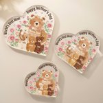 Personalised Bear Family Rose Heart-Shaped Acrylic Plaque with Names Home Decor Mother's Day Gift for Mom Grandma