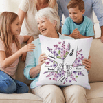 Personalised Holding Hands Birth Flower Soft Cushion Cover with 1-11 Names Room Decor Mother's Day Birthday Gift for Mom Grandmother