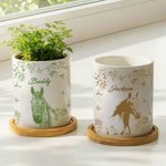 Personalised Horse Portrait Photo Ceramic Plant Pot with Bamboo Base and Name Birthday Gift for Horse Lover Owner