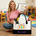 Gepersonaliseerde Tiny Human's Tamer Grote Capaciteit Tote Bag Draagbare Make-up tas met naam Dagelijks gebruik Kinderdagverblijf Peuterdag cadeau voor de leraar
