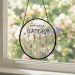 Personalized 1-8 Birth Flowers Suncatcher Glass Ornament with Names Window Balcony Hanging Decor Mother's Day Gift for Mom Grandma
