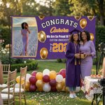 Personalised Congrats Photo Golden Balloon Graduation Banner with Name School Name and Year Party Decor Graduation Gift for Graduates
