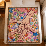 Personalisierte Ölgemälde Stil Blume Holding Hands weiche Decke mit Quasten und Namen Home Decor Muttertag Geburtstag Geschenk für Mama Kinder