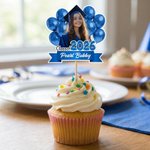 Personalised Multicolor Balloon Photo Design Graduation Cupcake Topper with Name and Year Party Supplies Graduation Ceremony Gift for Graduates