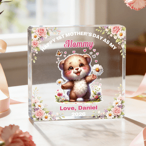 Personalised Happy 1st Mother's Day As My Animal Pattern Square Acrylic Plaque with Title and Text Mother's Day Gift for Mom Grandma