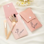 Personalised Birth Flower Makeup Brush Bag with 8 Pcs Makeup Brushes Birthday Wedding Christmas Gift for Girlfriend Mother Friend