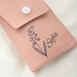 Personalised Birth Flower Makeup Brush Bag with 8 Pcs Makeup Brushes Birthday Wedding Christmas Gift for Girlfriend Mother Friend