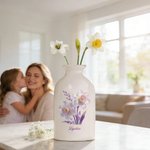 Personalisierte Glitter Geburt Blume Keramik Vase mit Namen Home Dekoration Geburtstag Muttertag Geschenk für Mama Oma