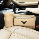 Personlig enkel logotekst PU lær bilsete gap oppbevaring tilbehør bildekor bursdagsgave til bileiere