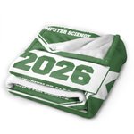 Personalisierte Multicolor Graduation Hut weiche Fleecedecke mit Jahr Schule Name und warmen Text Klasse von 2026 Geschenk für Absolventen