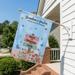Personalised Floral Butterfly Garden Flag with Name and Text Outdoor Yard Porch Decor Birthday Mother's Day Spring Gift for Family Grandma Mom