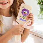 Gepersonaliseerde Cartoon Geboortebloem Anti-Statische Massage Kam met Naam en Lint Strik Verjaardagscadeau voor Vrouw Vriendin