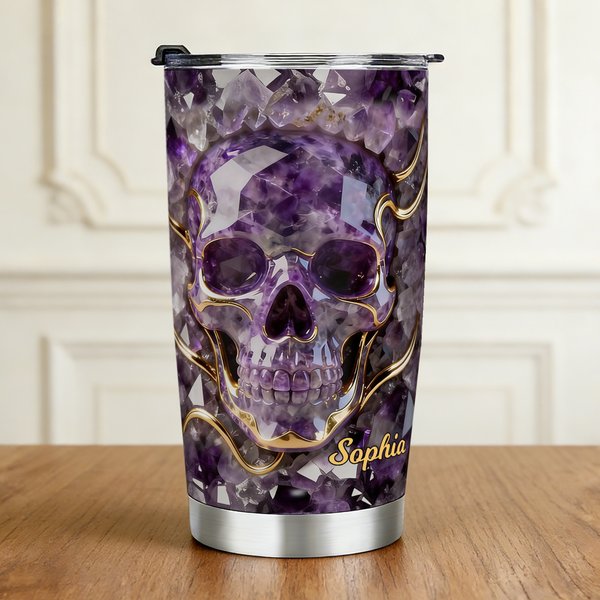 Personalized Multicolor Crystal Skeleton 20 oz Tumbler with Name Daily Use Birthday Gift for Friend Family