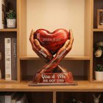 Personalized Intertwined Hands Heart Acrylic Ornament with Names and Date Desk Decor Anniversary Valentine's Day Gift for Couple