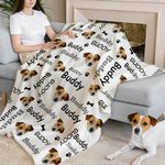 Personalized Dog Cat Photo Avatar Paw Print Bone Soft Throw Blanket with Name Multicolor Home Decor Birthday Gift for Pet Lovers
