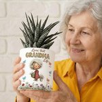 Personalised Cartoon Grandma Character Butterfly Ceramic Flower Pot with Name and Bamboo Tray Home Decor Mother's Day Gift for Mom Grandma