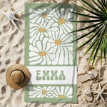 Personalisierte Gänseblümchen Print Soft Quick Dry Oversized Strandtuch mit Namen Reise Sommer Urlaub Wesentliche Geburtstag Geschenk für Frauen Mädchen