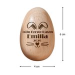 Gepersonaliseerd Houten Paasei Rammelaar met Konijnenmotief en Gegraveerde Naam Tekst en Jaartal Paaseieren Zoeken Cadeau voor Kinderen