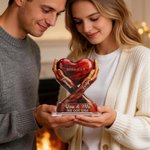 Personalized Intertwined Hands Heart Acrylic Ornament with Names and Date Desk Decor Anniversary Valentine's Day Gift for Couple