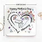 Personlig Paw Hands Flower Butterfly Heart Ceramic Trinket Smyckeskål med 1-5 namn Mors dag Födelsedagspresent till mamma mormor