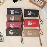 Personalizado de dibujos animados mamá y el bebé abrazos de cuero de la PU de embrague billetera con el nombre y la inicial de viaje esencial de uso diario Día de la Madre de regalo para mamá