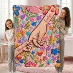Manta blanda personalizada con nombres en estilo de pintura al óleo floral para el Día de la Madre, regalo para la abuela y la madre