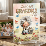 Personalised Watercolour Grandma Cartoon Character Acrylic Plaque with Name Home Decor Mother's Day Birthday Gift for Grandmother