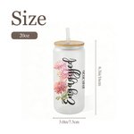 Personalizada Nacimiento Flor Texto Fecha 20 oz Esmerilado Vaso de cristal con pajita y tapa Aniversario de boda Compromiso Regalo para la novia Mujer
