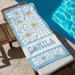 Personalisierte Gänseblümchen Print Soft Quick Dry Oversized Strandtuch mit Namen Reise Sommer Urlaub Wesentliche Geburtstag Geschenk für Frauen Mädchen