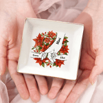 Personalised Birth Flower Hands in Hands Ceramic Trinket Jewellery Dish with 1-10 Names Mother's Day Birthday Gift for Mom Grandma