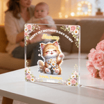 Personalisierte glückliche 1. Muttertag als mein Tier Muster Quadrat Acryl Plaque mit Titel und Text Muttertag Geschenk für Mama Oma